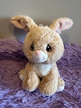 Precious Moments Plush Bunny Plushie in Light Tan and Cream with Pink Nose